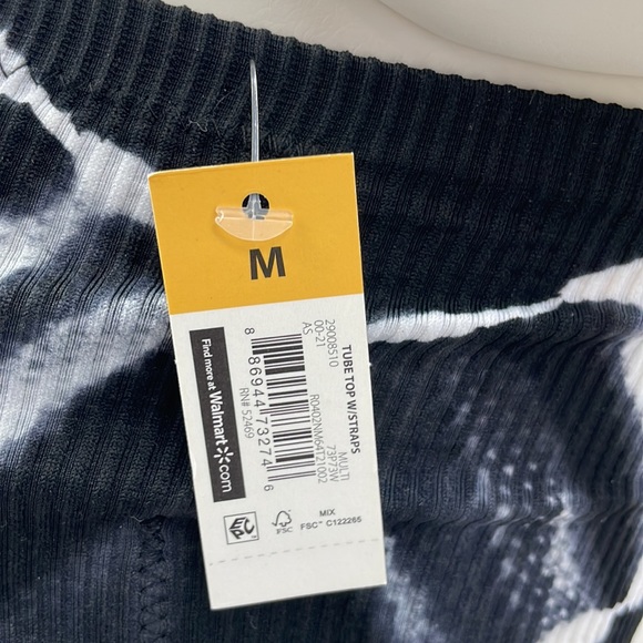 NWT • Black/White Tie Dye Tube Top with Straps - Picture 5 of 11